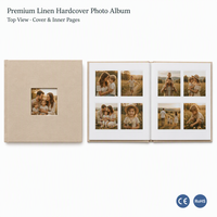 Album photo de luxe en lin avec couverture rigide, boîte cadeau, papier cartonné 350 g/m², coins arrondis, taille personnalisée pour anniversaire, anniversaire de mariage