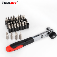 TOOLJOY Jeu de clés à cliquet miniatures en acier inoxydable à double extrémité de 1/4 pouce, poignée réversible, mâchoire dentée pour outils à douilles (usine)