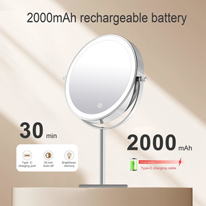 8-inch <span class=keywords><strong>Chrome</strong></span> Máy tính để bàn/TREO TƯỜNG Magnifying gương với đèn 10x Độ phóng đại cầm tay kim loại kết thúc cho Make-up gương - Product Image 3