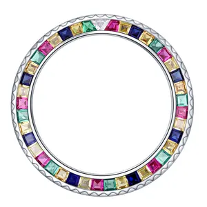 Precision-cut Suitable for bezel with an outer diameter of 40mm Steel/9k/18k rose gold+Synthetic Gems/sapphires/Natural Stone