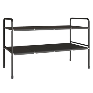 Adjustable Double Tier Stainless Steel Under Sink Organizer Removable Expandable Multifunction Rack with Metal Storage for Pots - Product Image 2