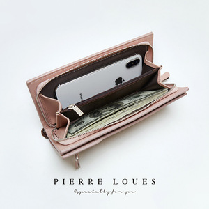 Pierre Loues Long <b>Zip</b> <b>Wallet</b> Multiple Card Slots Solid Color Women's Handheld <b>Wallet</b> - Product Image 2