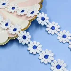 Cinta hecha a mano DIY accesorios de costura de ropa encaje de Margarita bordado de tela de encaje de flores de alta calidad