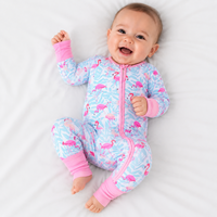 Grow with Me Baby Vêtements en bambou biologique pour bébés garçons et filles, pyjamas à fermeture éclair, vêtements de nuit, barboteuse une pièce à revers pour tout-petits