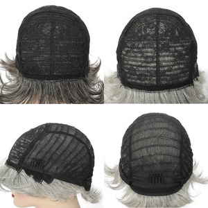 Perruque courte 100 % cheveux humains véritables, fabriquée à la machine, couleur gris grand-mère, pour femmes européennes et américaines - Product Image 6