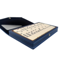 Jeu de dominos bleus personnalisés double six, 28 pièces, avec boîte en PVC, écologique, thème voyage