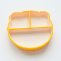 Bols pour bébé en silicone en forme d'ours avec 3 compartiments séparés, écologiques et sans BPA, faciles à ranger pour une utilisation scolaire