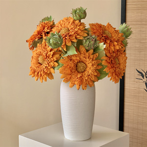 Bouquet de tournesols artificiels Muyu Chronicles, fleurs en soie, vase à fleurs, imperméable, pour la décoration du salon et de la table à manger - Product Image 1