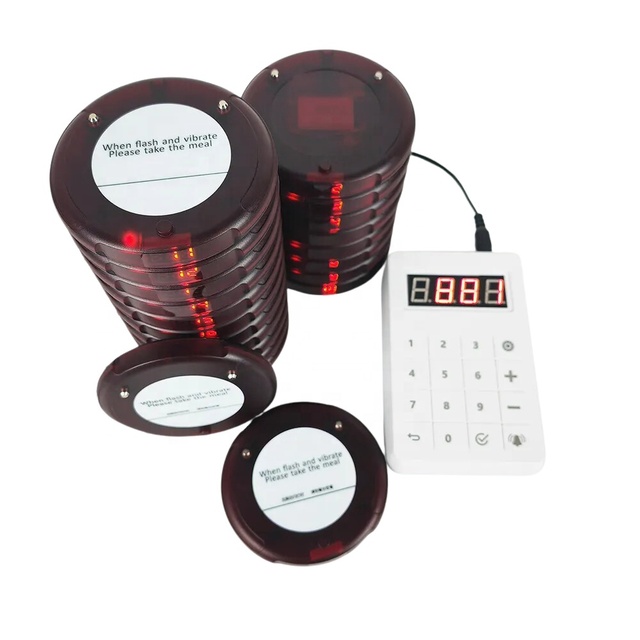 Rechargeable Battery Long Range Guest Queue Paging Cafe Buzzer 20 Waterproof Vibrating Wireless Calling System Pager Restaurant