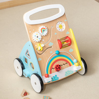 Trotteur en bois Push qualité éducatif multifonction push trotteur en bois avec roues chariot de marche réglable en bois
