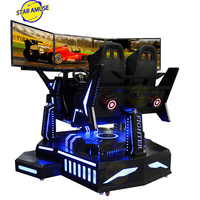 Machine de course d'intérieur VR à 3 écrans Simulateur de voiture 3D Volant en métal de course dynamique à trois axes pour le centre commercial Simracing