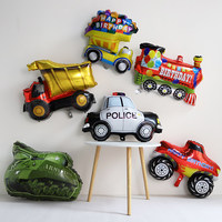 Ballon en aluminium à thème voiture et avion pour garçons, décoration de fête d'anniversaire pour enfants de 1 à 6 ans, scène portable et pliable