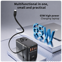 Adaptateur de voyage avec 3 ports Type C et 2 ports USB, charge rapide universelle PD65W
