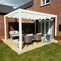 Pergola à lames orientables motorisée, pliable, en aluminium, imperméable, pour extérieur, protection solaire