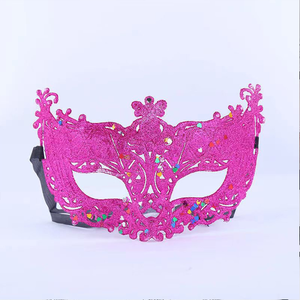 Venta al por mayor negro calado zorro plástico fiesta máscaras Halloween Navidad carnaval oro polvo mascarada máscaras - Product Image 4