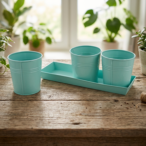 Eco-friendly 3-Pot Metal Flower Planter 32 16 CM Tray Stainless Steel Handle for Everyday <b>Garden</b> Home Use Colanders Strainers - Product Image 2