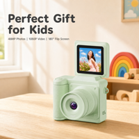 Mini caméra numérique rétro 1080P avec écran rotatif pour selfie, caméra portable pour enfants, jouet cadeau pour garçons et filles, caméscope de poche pour vlog avec porte-clés