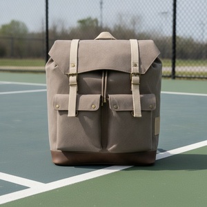 Pickleball Double-Waxed Heavy Canvas Rucksack Holds 4 Paddles Custom Logo Wholesale Tennis Padel Racket <b>Backpack</b> - Product Image 3