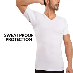 HOMMES COL EN V-100% UNDERARM SWEAT BLOCKING MENS SWEAR PROOF UNDERSHIRT T-SHIRT TEE SHIRT