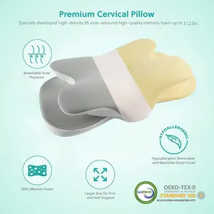 Oreiller orthopédique médical ergonomique en mousse à mémoire de forme Cervical Neck Support Rectangle Forme pour un sommeil confortable