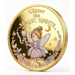 Custom UV Animal Glitter Magic Sprite Tooth Fairy 3D Painted Enamel Commemorative Challenge Coin Dual-Sided Kids Keepsake Coin - Product Image 1