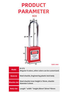 क्यूवंड फैक्ट्री थोक गुणवत्ता प्रमाणन निर्माता पैलॉक्स 76 मिमी स्टील लंबे शेकल नायलॉन लॉक सुरक्षा पैडलॉक - Product Image 2