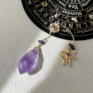 Gran oferta, amatista Natural, cadena libre, Fobs, Péndulo de brujería, adivinación, reloj de Reiki, receptor de Sol para bolsa de regalo DIY - Product Image 2