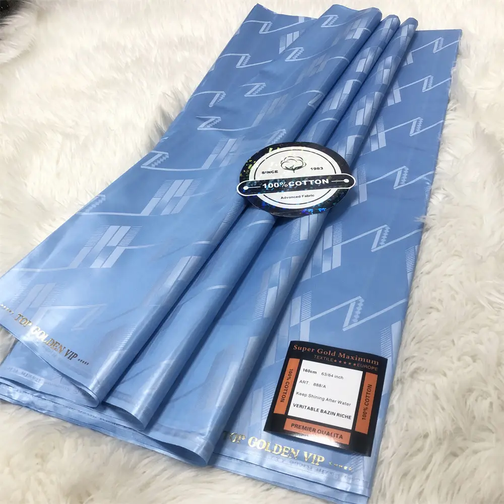 New Fashion 5 Meter Water Proof African High Quality Bazin Riche Getner Austria Riche 100% Cotton Fabric Original