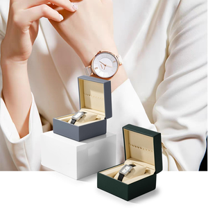 Boîte d'emballage de montre en cuir haut de gamme personnalisée, boîte à bracelet avec coussin, boîte de rangement pour montre en velours - Product Image 4