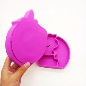 SANS BPA Non Toxique Durable Lavable Au Lave-Vaisselle Poignée Écologique BHD silicone Gros ventouse <span class=keywords><strong>licorne</strong></span> bébé plaque - Product Image 2