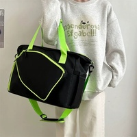 Sac de sport décontracté grande capacité OEM ODM, personnalisable avec logo, noir contrastant néon, en tissu Oxford durable, sac de voyage, vente en gros