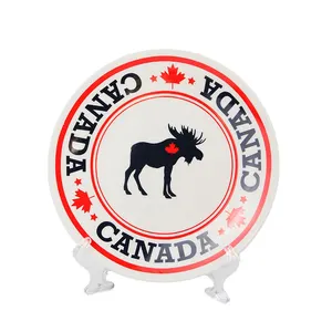 OEM ODM, Канадская винтажная наклейка круглой формы, керамическое фарфоровое сувенирное блюдо из канадской тарелки