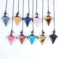 Factory Price Reiki Healing Stone Pendulums Hexagonal Natural Dowsing Lapis Lazuli Quartz Crystal Pendulum For Sale