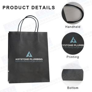 Bolsas de Papel Negras Impresas Personalizadas, Bolsas de Papel Kraft para Boutique, Compras, Comida para Llevar, con Asa - Product Image 2
