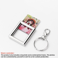 Porte-clés en alliage de zinc avec médaillon photo magique en forme de cœur, style simple, pour la mémoire, avec ailes d'ange, sublimation