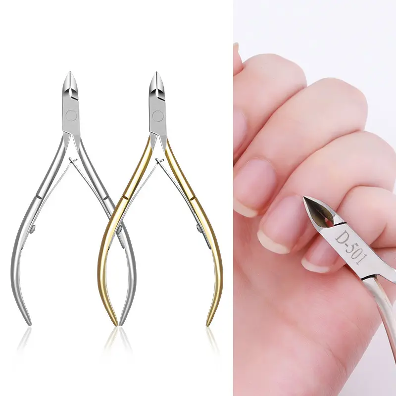 RTS Nail Cuticle Scissors Sharp Edge Double arc Handle Gold Silver Color Nail Cuticle Nippers For Manicure