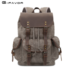 G Favor Vintage <span class=keywords><strong>Sac</strong></span> à <span class=keywords><strong>dos</strong></span> en <span class=keywords><strong>toile</strong></span> imperméable à l'eau Grande impression en <span class=keywords><strong>cuir</strong></span> Style <span class=keywords><strong>Sac</strong></span> à <span class=keywords><strong>dos</strong></span> pour ordinateur portable Sacs à <span class=keywords><strong>dos</strong></span> pour hommes avec cordon de serrage - Product Image 4