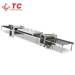 TC woodworking machinery manufacturer low price wood plate PVC film cold glue sticking laminating machine