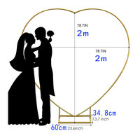 Arche de mariage pliable en métal doré en forme de cœur, durable, 2M*2M, pour la décoration de scène de mariage et de fête en extérieur