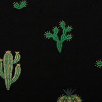 Tissu en coton, lin et rayonne, broderie unie de cactus colorés, confortable et doux, largeur 125 cm, pour robe cheongsam, sac
