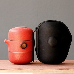 Turquoise Glaze Quick Cup Ceramic Travel Tea Set Modern One Pot Two Cups Portable Outdoor Car Bag Mini Kung Fu Tea Brewing Set - Product Image 3