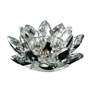 MH-Z142 Crystal Lotus Flower <strong>Tealight</strong> Candle <strong>Holder</strong> Gold champagne Crystal Lotus Flower Candle <strong>Holder</strong> - Product Image 1