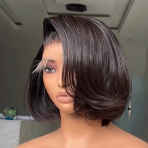 13x4 pelucas de corte Pixie Frontal de encaje HD sin pegamento pelucas rectas en capas onduladas cortas SDD corte Romo Bob corto Peluca de encaje completo <span class=keywords><strong>cabello</strong></span> humano - Product Image 2