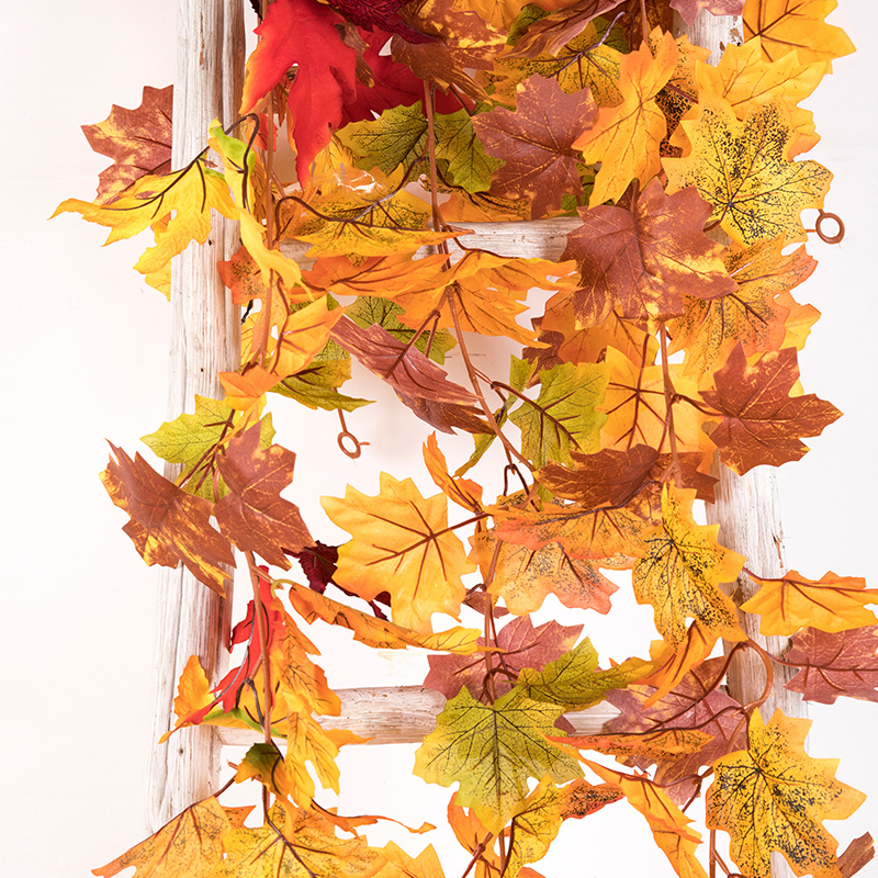 Guirnalda de hojas artificiales de arce DLL656, decoración de Otoño, para Día de Acción de Gracias