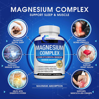 Kapsul Magnesium Kompleks 1000mg Label Pribadi OEM, 8 Bentuk Suplemen Magnesium Elemental untuk Mendukung Kesehatan Tulang dan Otot