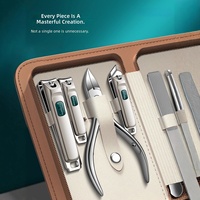 Maniküre-Pediküre-Set Nagelknipser-Kit Eingewachsene Zehennagelschere Nagelhautschieber Nagelfeile Hornhautentferner Lederetui für Geschenk und Reise