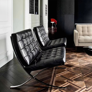 Sillón <span class=keywords><strong>Barcelona</strong></span> Individual, Sillón <span class=keywords><strong>de</strong></span> Ocio Nórdico Simple, Sillón <span class=keywords><strong>de</strong></span> Diseño con Brazos Metálicos para Sala <span class=keywords><strong>de</strong></span> Estar, Hotel o Habitación Modelo, Tapizado <span class=keywords><strong>en</strong></span> Cuero o Tela - Product Image 2