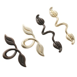 Poignées de meuble rétro en alliage de zinc en forme de feuille pour tiroirs, quincaillerie de meubles, bronze antique, cuivre brossé - Product Image 5