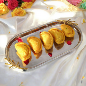 Handmade <b>Silver</b> Plated <b>Mirror</b> Tray with Gold Leaf Branch Design Elegant Decorative Serving Tray for Sweets Dry Fruits Snacks Tea - Product Image 2