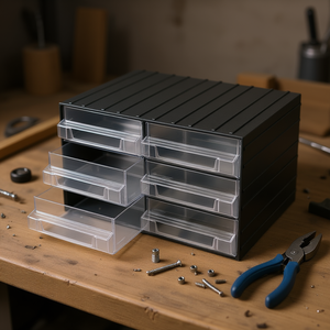 Unité de rangement Fervi avec tiroirs transparents extractibles, boîte de rangement à 6 compartiments pour outils et petites pièces - Product Image 3